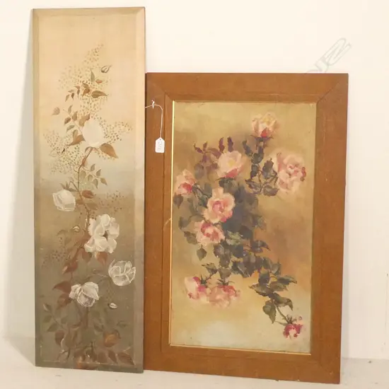 2 STILL LIFE OILS ONE ON CANVAS ON ON BOARD H 990 MM