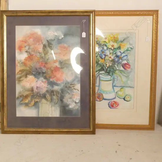 2 UNSIGNED W/COLOUR STILL LIFE 670 X 870 MM