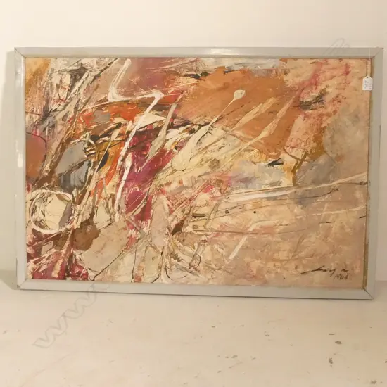 ARTIST UNKNOWN OIL ON BOARD ABSTRACT S+D 1964 600 X 940 MM 