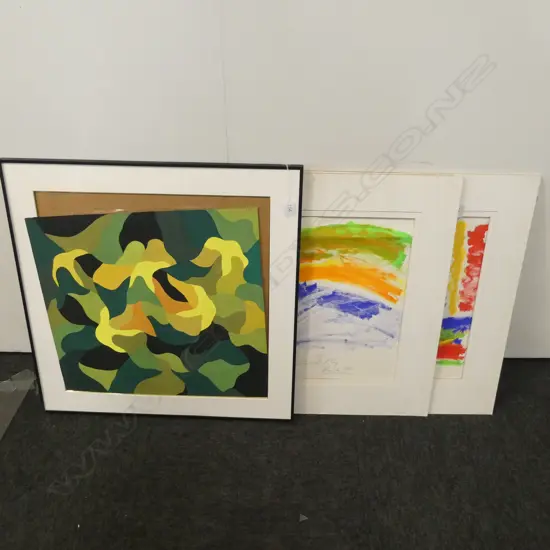 FRAMED OIL ATTRIB TO LLYOYD HILLYER GLASS A/F + 2 UNFRAMED ARTWORKS