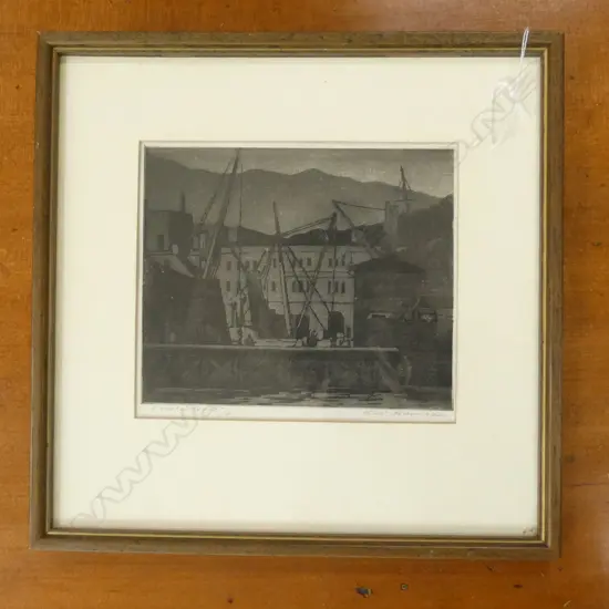 KEN W HASSALL ENGRAVING 'WATERFORNT/4' SIGNED