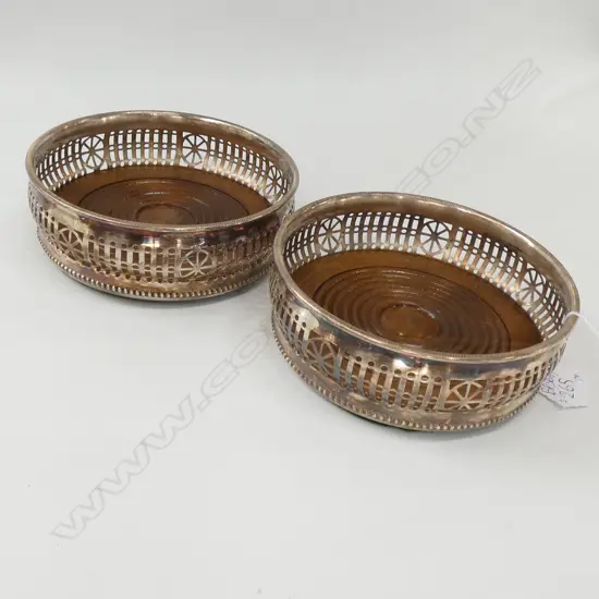 PR SILVER ON COPPER WINE COASTERS 