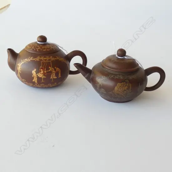 2 YIXING CHINESE SMALL TEAPOTS COPULATING COUPLES