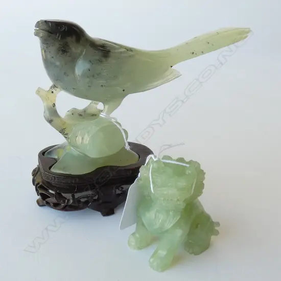 CHRYSOPRASE BIRD ON STAND L. 160MM+ LION