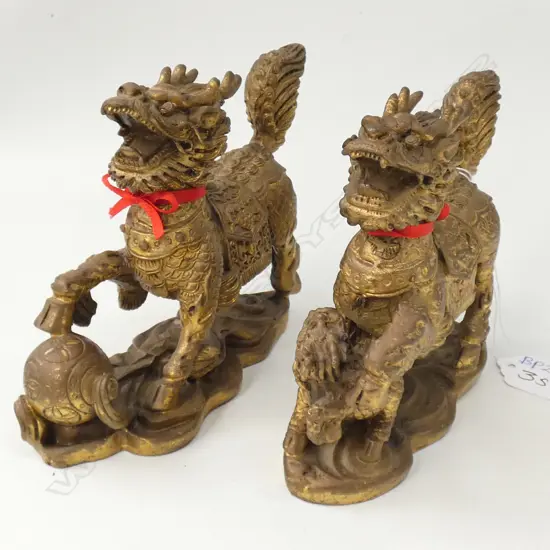 PR CHINESE GILT BRASS DOGS L. 120MM