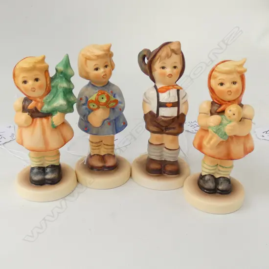 4  X HUMMEL--FOR KEEPS 630--GIRL WITH FIR TREE 239D, GIRL WITH DOLL 239B--GIRL WITH NOSEGAY 239A