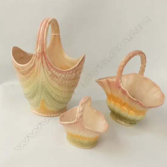 SHORTER & SONS BASKET VASES, TALLEST 250MM