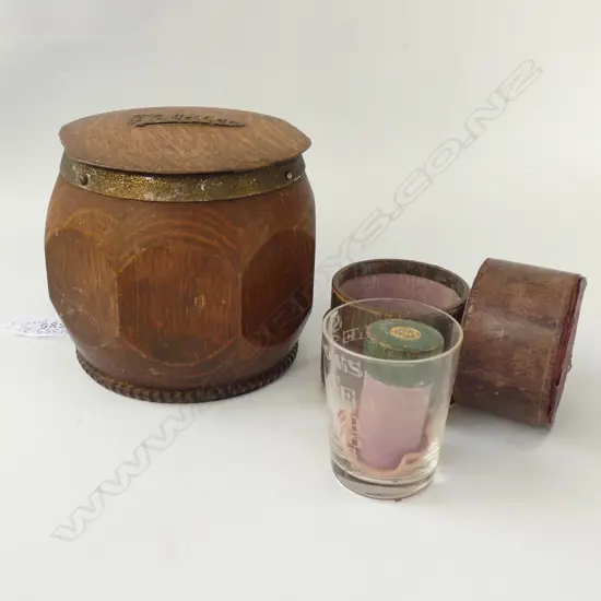 ARTS & CRAFTS TOBACCO JAR & ANTIQUE MEASURE (CASED)