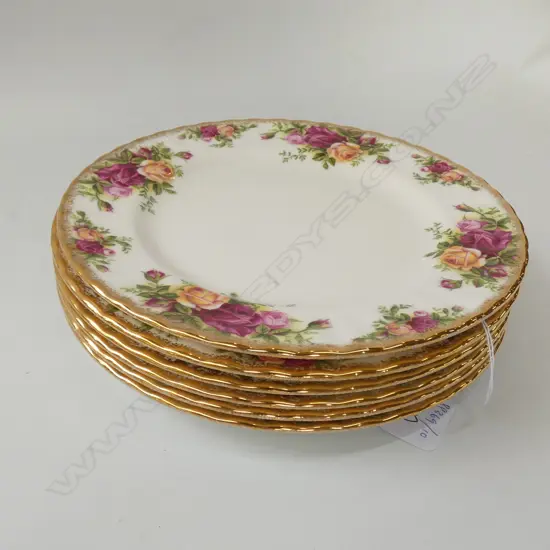 6 X ROYAL ALBERT OLD COUNTRY ROSES 20CM SALAD PLATES