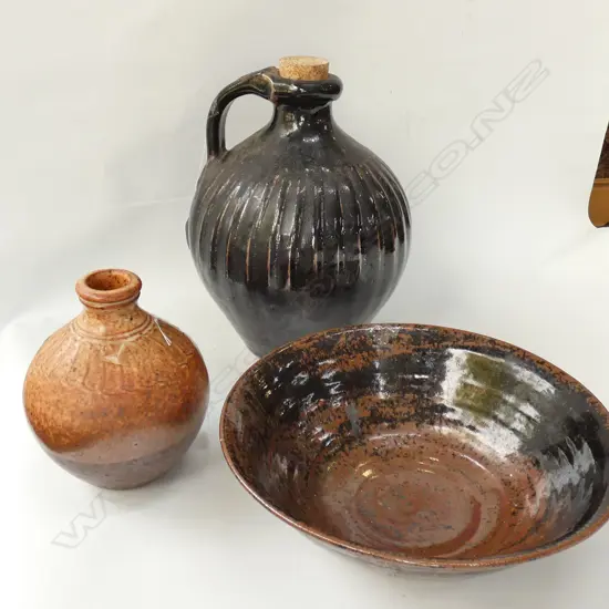 SMISEK STYLE FLASK /+BOWL + SHINO GLAZED VASE 