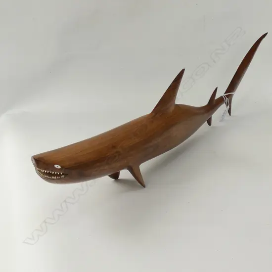 SOLOMON ISLANDS BETIKAMA WOODEN CARVED SHARK L. 680MM REPAIR TO TAIL FIN