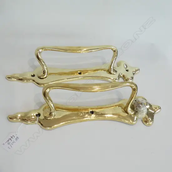2 VINTAGE BRASS DOOR PULLS L. 385MM