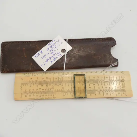 FAUX IVORY SLIDE RULE IN LEATHER CASE