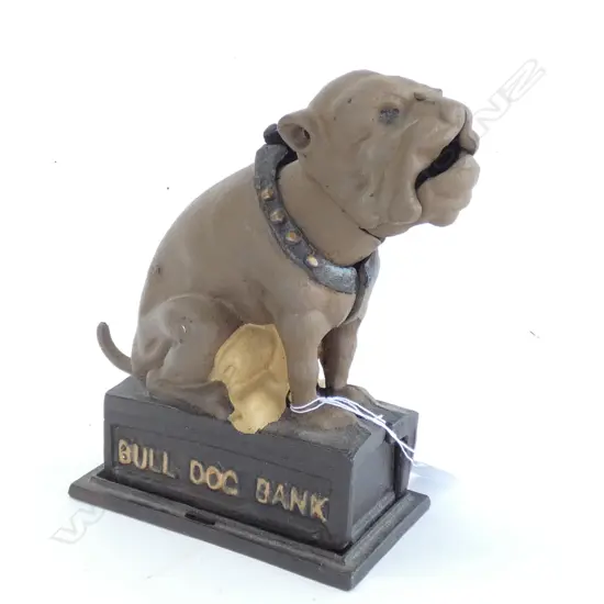 REPRODUCTION 'BULL DOG BANK' CAST IRON MONEY BOX H. 180MM 