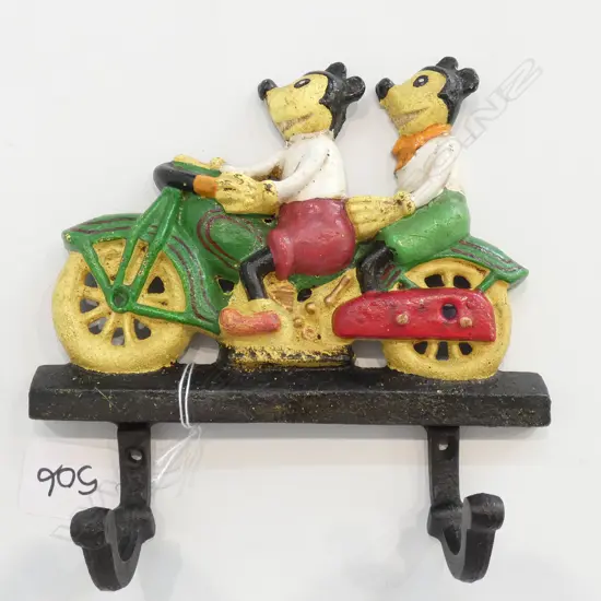 VINTAGE MICKEY MOUSE RIDING MOTORCYLE COAT RACK