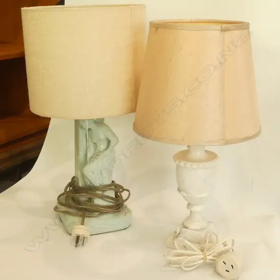 ART DECO PLASTER LAMP + ALABASTER LAMP H. 450MM