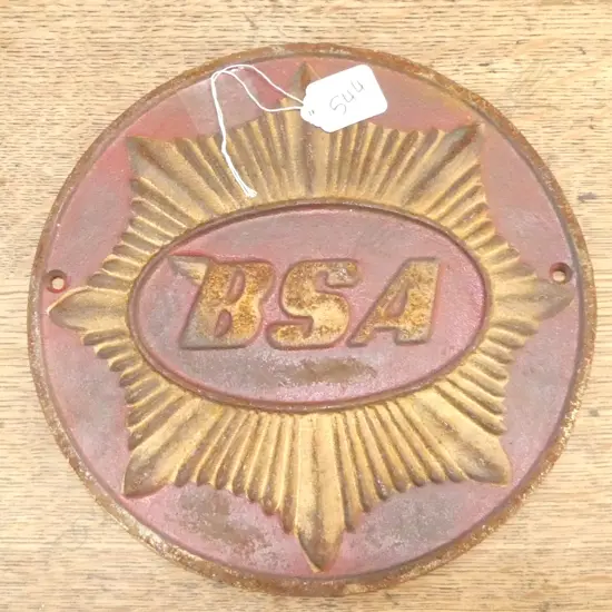 VINTAGE BSA MOTORCYCLE GARAGE PLAQUE
