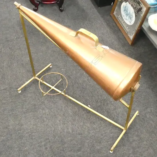 COPPER AND BRASS FIRE EXTINGUISHER ON STAND L. 800MM