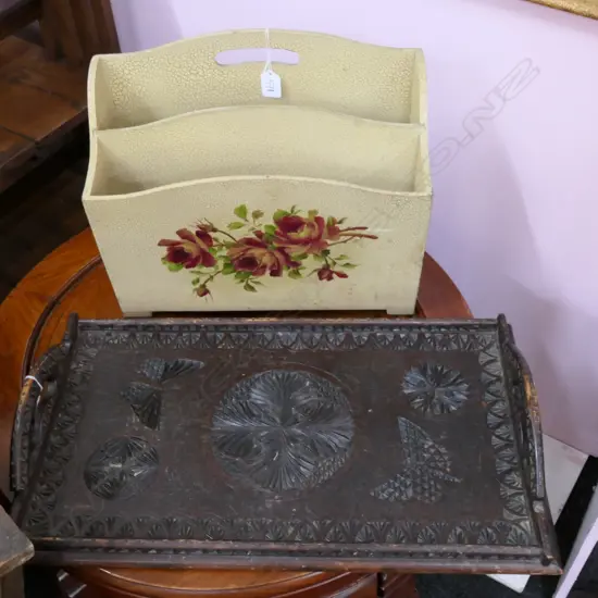 FOLK ART TRAY L. 580MM & MAGAZINE RACK