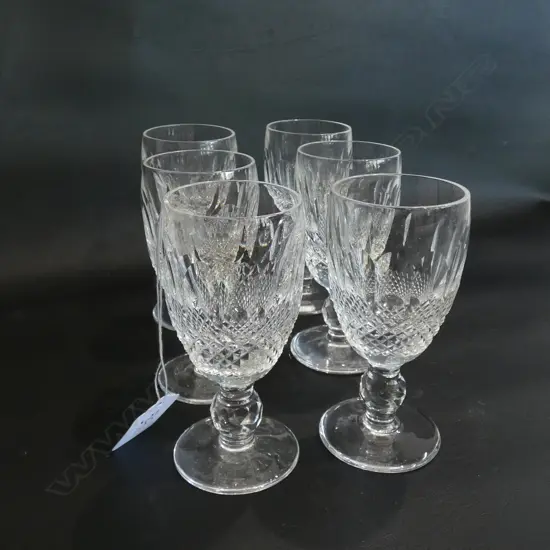 SIX WATERFORD CRYSTAL SHERRY GLASSES - COLLEEN PATTERN