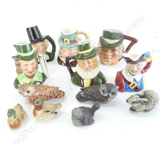 5 SYLVAC CHARACTER JUGS + 1 OTHER AND 6 ANIMALS