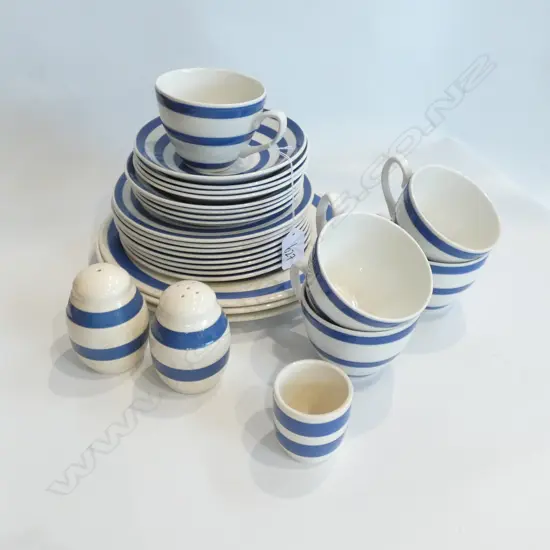 27 PCES MOSTLY SWINNERTONS SOMERSET BLUE IRONSTONE CORNISHWARE STYLE CHINA