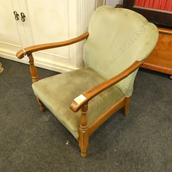 GREEN VELVET ARMCHAIR