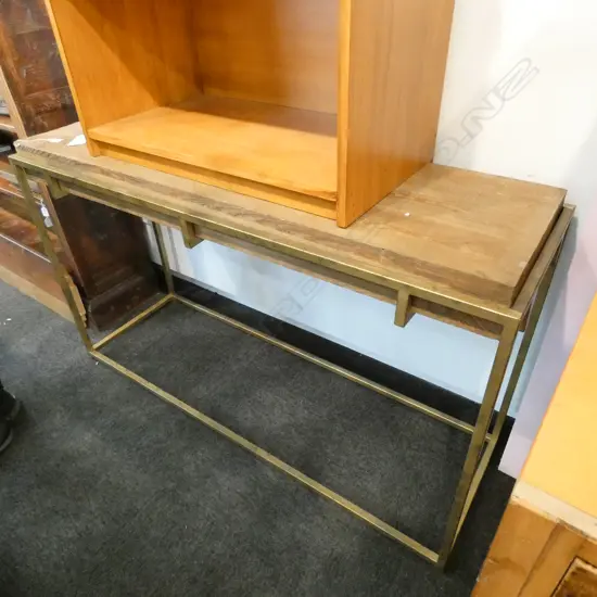 CONSUL TABLE WITH METAL BASE WITH WOODEN SLAB TOP L1440 MM