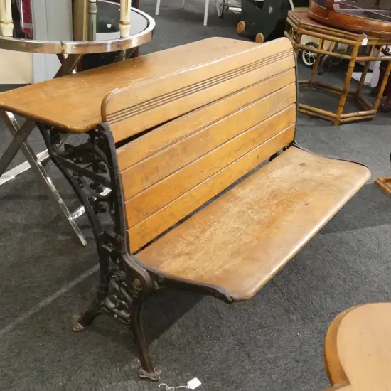 19THC IRON FRAMED SCHOOL DESK c1868 W 1070 MM