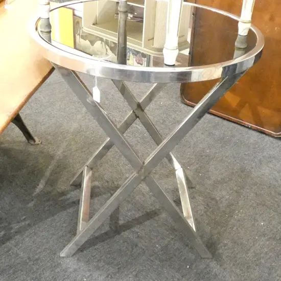 CIRCULAR GLASS TOP SIDE TABLE D 650 MM