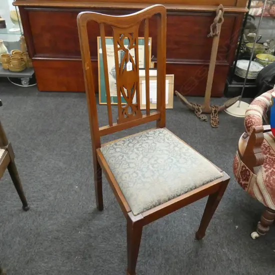 INLAY MAHOGHANY CHAIR BLUE DROP IN SEAT