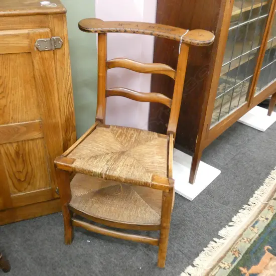 19THC FRENCH PRIE DIEU CHAIR RUSH SEAT