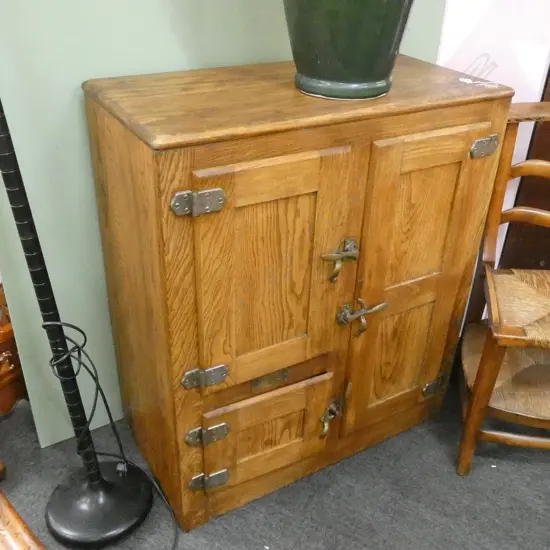 VINTAGE ICE BOX AND CABINET