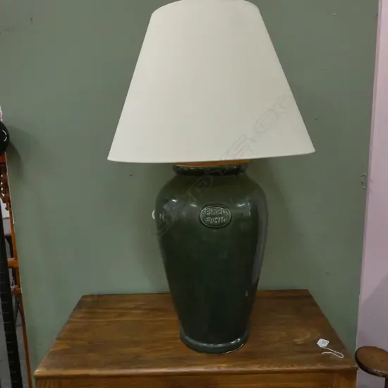 FIRED EARTH GREEN CERAMIC LAMP H. 870MM