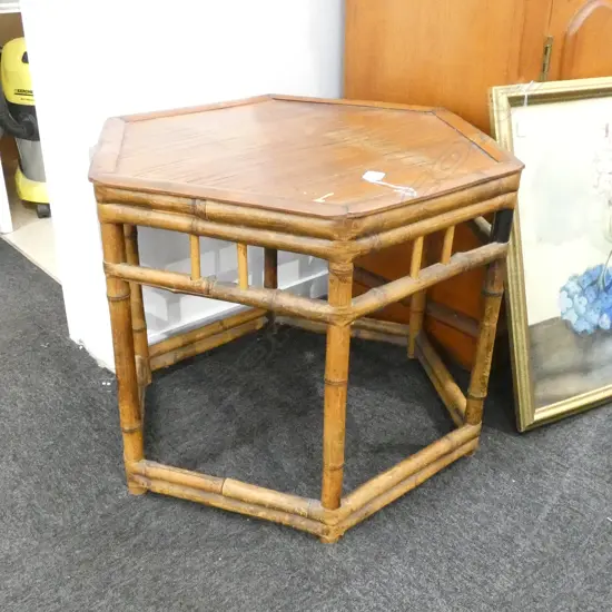 HEXAGONAL BAMBOO SIDE TABLE D 610 MM