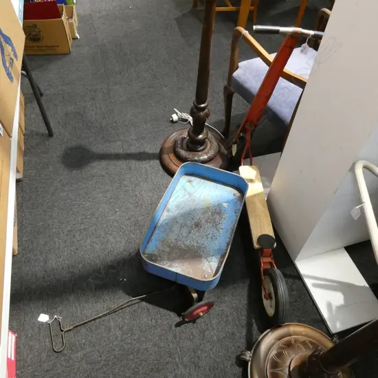 VINTAGE CHILDS RYCO SCOOTER + BLUE TROLLEY