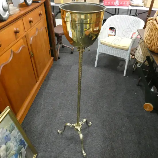 VINTAGE BRASS JARDINERE ON STAND H. 1180MM