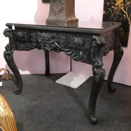 CARVED HARDWOOD CHINESE TABLE