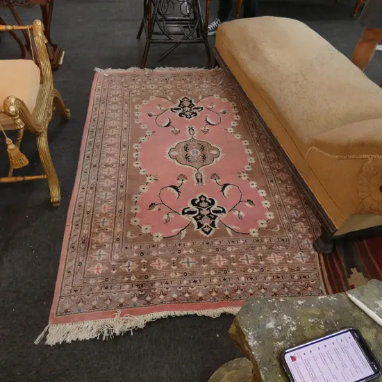 HANDWOVEN BROWN AND PINK TURKISH RUG 1800 X 1300MM