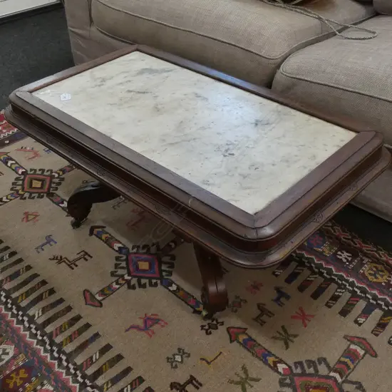 MARBLE TOP MAHOGANY LOW TABLE