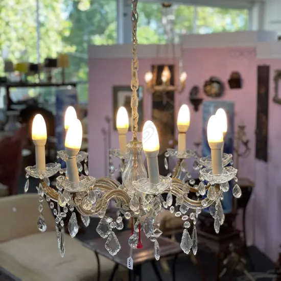 ANTIQUE FRENCH CRYSTAL SEVEN BRANCH CHANDELIER