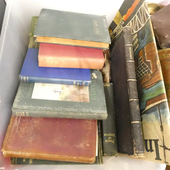 BOX LOT OLD BOOKS 