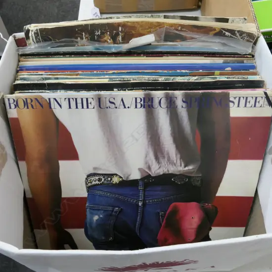 BOX LOT RECORDS; ELTON JOHN, LED ZEP, ELO ETC