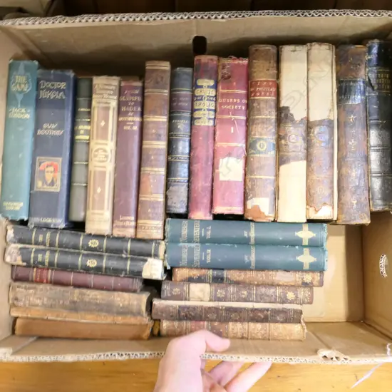 BOX OF ASST BOOKS ANTIQUE BOOKS