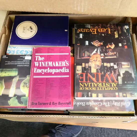 BOX OF ASST WINE BOOKS ETC