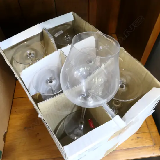 BOX LOT 6 SPIEGELAU 'ROTWEIN BALLON' WINE GLASSES H. 230MM