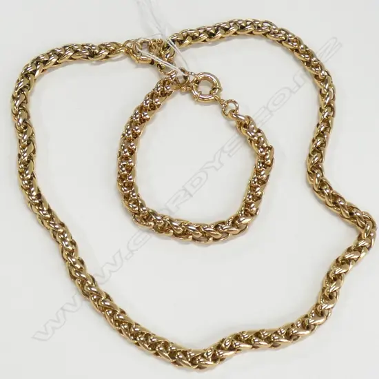 GOLD PLATED CHAIN & BRACELET FOXTAIL DESIGN
