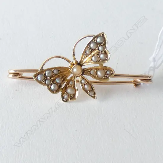 9CT/S PEARL 'BUG' BROOCH