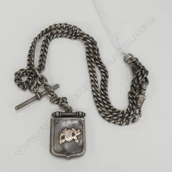 SILVER CHAIN AND PENDANT, BIRM 1883 GOLD OVER SILVER