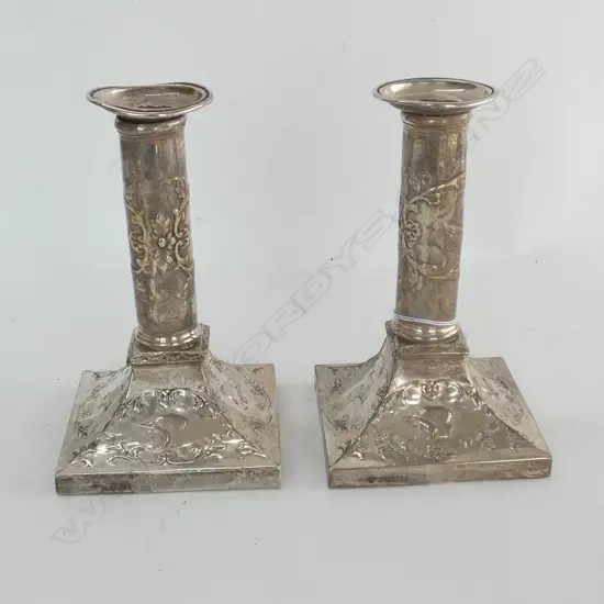PR WEIGHTED STG SILVER CANDLESTICKS, LONDON 1903 AF